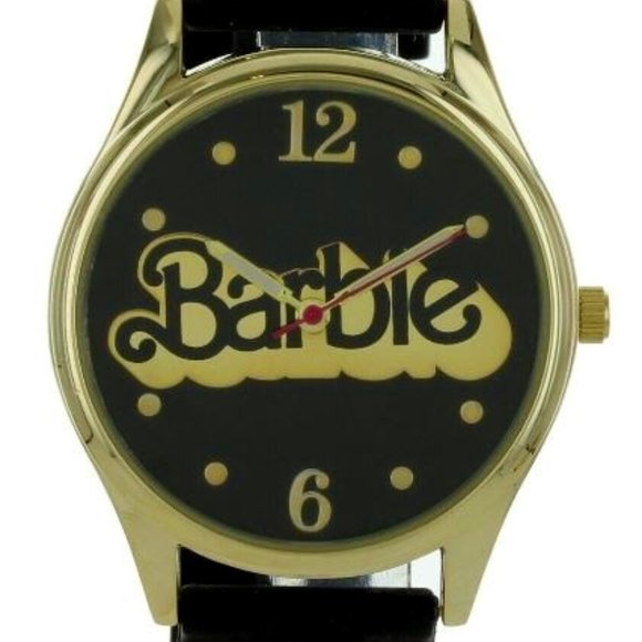 A1-NWT 2015 Barbie Black and Gold Studded Working 3 Hand Watch main image 4